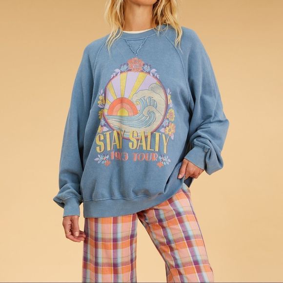 Billabong Tops - Billabong x The Salty Blonde Oversized Coastal Crew Sweatshirt